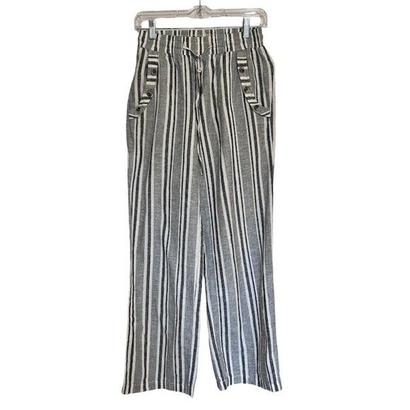 Derek Heart Striped Linen Pants, Size S - Picture 1 of 5